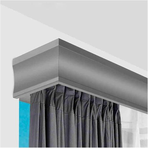 Light Gray Ceiling Mount Curtain Rail Box - 2.5m (8.2ft) Aluminum Curtain Cornice with Track for Blackout Curtains, Roller Blinds, and Venetian Blinds. in Saudi Arabia