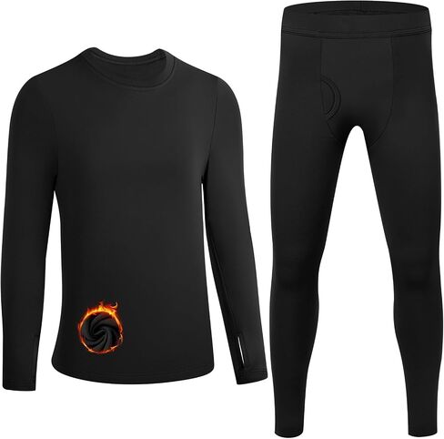 Boys Thermal Underwear Set, Kids Thermals Top and Bottom Set, Soft Fleece Lined Long Johns Base Layer for Skiing in Kuwait