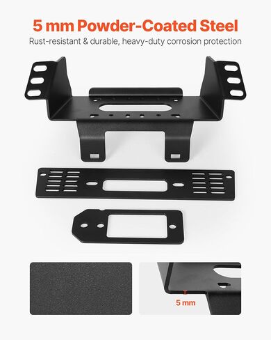 VEVOR Winch Mount, Winch Capacity of 2000-3600 lbs, Trailer Hitch Winch Mount for Select Polaris Ranger Models (2010-2021), 3 Mounting Hole Design, Powder Coated Steel, Fit for Muddy Road Rescue in Saudi Arabia