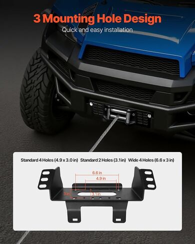 VEVOR Winch Mount, Winch Capacity of 2000-3600 lbs, Trailer Hitch Winch Mount for Select Polaris Ranger Models (2010-2021), 3 Mounting Hole Design, Powder Coated Steel, Fit for Muddy Road Rescue in Saudi Arabia