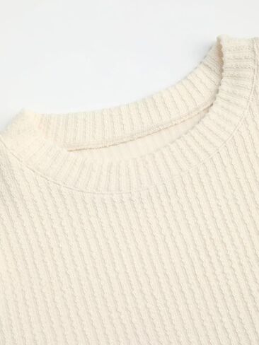 CIDER Sweaters for Women Crew Neck Fringe Long Sleeve Knit Crop Top Pullover Casual Basic Top Women's Long Sleeve in Saudi Arabia