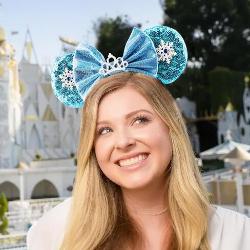 DRESHOW Minnie Ears Headbands Mouse Ears Sequin Bow Headbands Elastic Adjustable Headband Glitter Party Decoration Cosplay Costume for Women Girls in Saudi Arabia