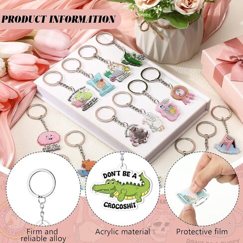 Cunno 100 PCS مضحكة سلاسل المفاتيح الأكريليك ، اقتباسات روح الدعابة الساخرة ، هدايا مفاتيح لطيفة للنساء للنساء المعلمون ممرضة زميل في العمل في العمل وداعا مكتبا ، 20 أنماط رسم كاريكاتورية in Saudi Arabia