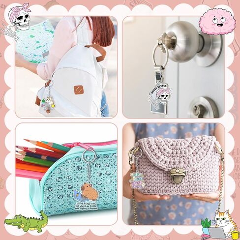 Cunno 100 PCS مضحكة سلاسل المفاتيح الأكريليك ، اقتباسات روح الدعابة الساخرة ، هدايا مفاتيح لطيفة للنساء للنساء المعلمون ممرضة زميل في العمل في العمل وداعا مكتبا ، 20 أنماط رسم كاريكاتورية in Saudi Arabia
