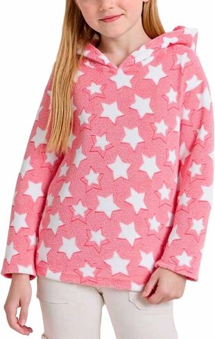 Girls Fuzzy Fleece Hoodie Warm Cute Sweatshirts Cozy Sherpa Pullover Hoodies with Pockets Furry Fall Winter Clothes in Saudi Arabia