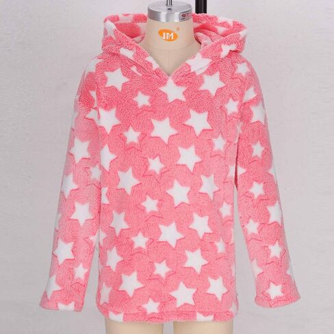 Girls Fuzzy Fleece Hoodie Warm Cute Sweatshirts Cozy Sherpa Pullover Hoodies with Pockets Furry Fall Winter Clothes in Saudi Arabia
