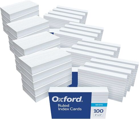 Oxford Ruled Index Cards, 3" x 5", White, 1,000 Cards, 10 Packs of 100 (98833) in Kuwait