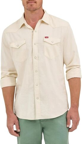 Wrangler Men's Slim Fit Long Sleeve Woven Twill Shirt with Sunglasses Cleaner in Kuwait
