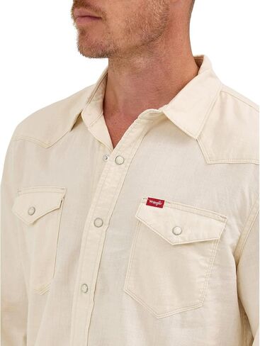 Wrangler Men's Slim Fit Long Sleeve Woven Twill Shirt with Sunglasses Cleaner in Kuwait