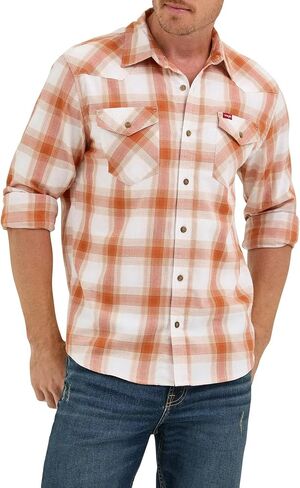 Wrangler Men's Slim Fit Long Sleeve Woven Twill Shirt with Sunglasses Cleaner in Kuwait