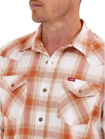 Wrangler Men's Slim Fit Long Sleeve Woven Twill Shirt with Sunglasses Cleaner in Kuwait
