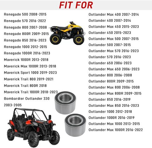 Front/Rear Heavy Duty Wheel Bearing Kit Compatible with Can Am Outlander Renegade 330 400 450 500 570 650 800 850 1000 Bombardier Outlander 330 400 Quest Traxter 500 650 in Saudi Arabia