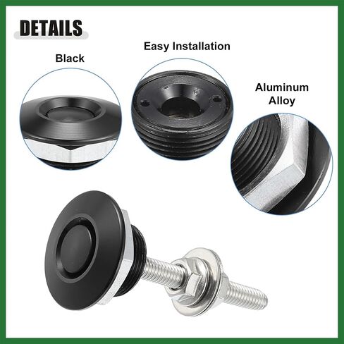 Motoforti Black Pumper Quick Freef Lock Latch Aluminy Aluminy Hood Lock Lock Bonnet - حزمة من 2 طويل الأمد in Saudi Arabia