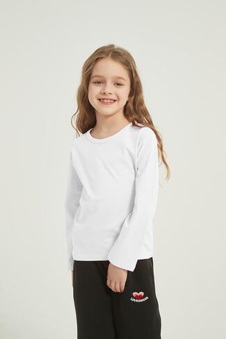 4 Pack Girls Long Sleeve Shirts Kids Cotton Basic Tees Crewneck Fall Tops for Toddler Girls（2T-14Years） in Kuwait