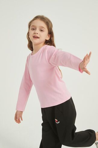 4 Pack Girls Long Sleeve Shirts Kids Cotton Basic Tees Crewneck Fall Tops for Toddler Girls（2T-14Years） in Kuwait