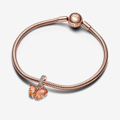 PANDORA Moments Pink & Yellow Murano Glass Butterfly Dangle Charm - 14k Rose Gold-Plated Charm with Cubic Zirconia & Murano Glass - Gift for Her - Includes Gift Box in Saudi Arabia