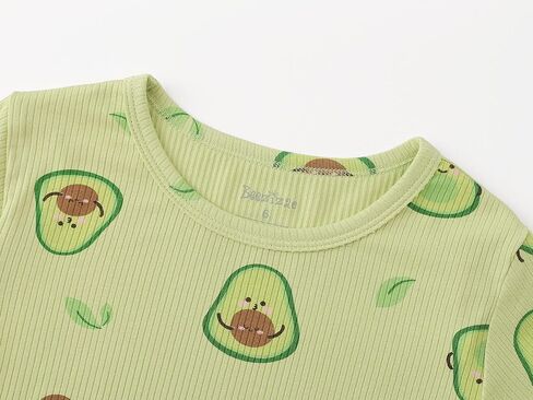Beezizac Toddler & Little Girls Pajamas Cute Ditsy Floral/Strawberry Fruit Tee & Pants PJ Spring Set Kid Size 2T- 10 in Saudi Arabia