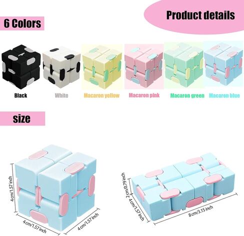 6 Pack Infinity Cube Toys, Fidget Blocks for Kids Boys Girls, Infinite Cubes Flip Cube Finger Toys for Birthday Gifts Goodie Bag Basket Stuffers Classroom Prizes Party Favors in Saudi Arabia
