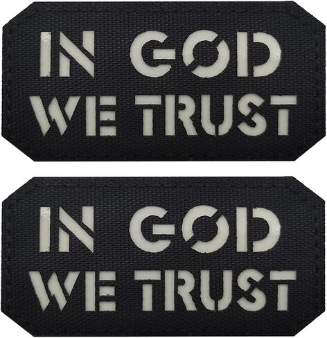 2PCS in God We Trust Patches Luminous Glow Reflective Patches Laser Cut Patch Morale Patch Hook and Loop(Black and Brown) in Saudi Arabia