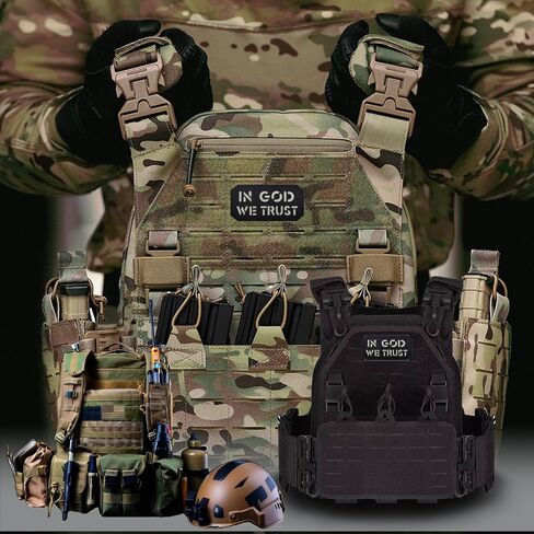 2PCS in God We Trust Patches Luminous Glow Reflective Patches Laser Cut Patch Morale Patch Hook and Loop(Black and Brown) in Saudi Arabia