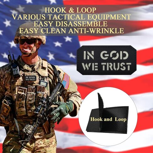 2PCS in God We Trust Patches Luminous Glow Reflective Patches Laser Cut Patch Morale Patch Hook and Loop(Black and Brown) in Saudi Arabia