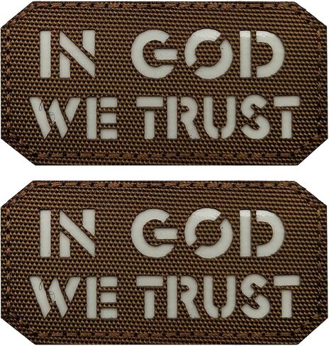 2PCS in God We Trust Patches Luminous Glow Reflective Patches Laser Cut Patch Morale Patch Hook and Loop(Black and Brown) in Saudi Arabia