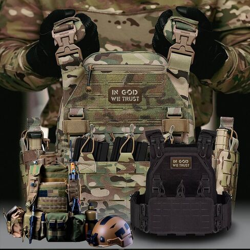 2PCS in God We Trust Patches Luminous Glow Reflective Patches Laser Cut Patch Morale Patch Hook and Loop(Black and Brown) in Saudi Arabia