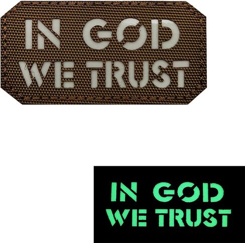 2PCS in God We Trust Patches Luminous Glow Reflective Patches Laser Cut Patch Morale Patch Hook and Loop(Black and Brown) in Saudi Arabia