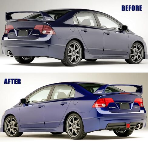 Rear Bumper Diffuser with LED Brake Light Glossy Black Replacement for 2006-2011 Honda Civic 4 Door Sedan in Saudi Arabia