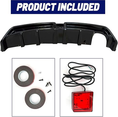 Rear Bumper Diffuser with LED Brake Light Glossy Black Replacement for 2006-2011 Honda Civic 4 Door Sedan in Saudi Arabia