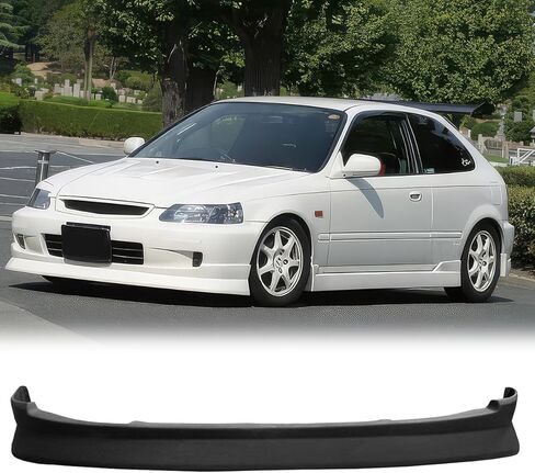 Front Bumper Lip, Compatible with 1999-2000 Honda Civic, CS Style PU Front Lip Chin Spoiler Splitter, Unpainted Black, 1PC in Saudi Arabia
