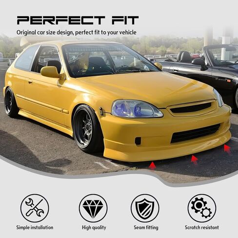 Front Bumper Lip, Compatible with 1999-2000 Honda Civic, CS Style PU Front Lip Chin Spoiler Splitter, Unpainted Black, 1PC in Saudi Arabia