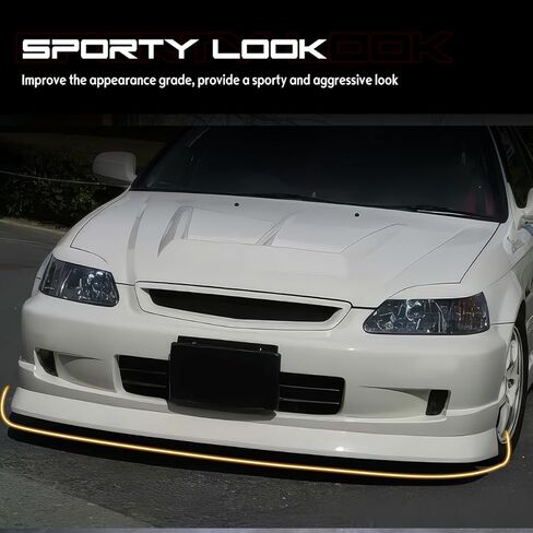Front Bumper Lip, Compatible with 1999-2000 Honda Civic, CS Style PU Front Lip Chin Spoiler Splitter, Unpainted Black, 1PC in Saudi Arabia