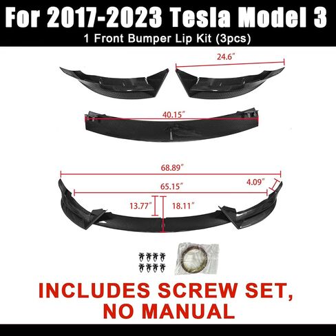 Side Skirts for 2017-2025 Tesla Model 3, Model 3 Accessories Body Kit Rocker Panel Trim Guard Carbon Fiber 4 pcs (Carbon Fiber) in Saudi Arabia