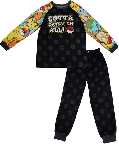 Pokemon Pajamas Set, 2 Piece Sleepwear for Kids, Size 6/7 Black in Saudi Arabia