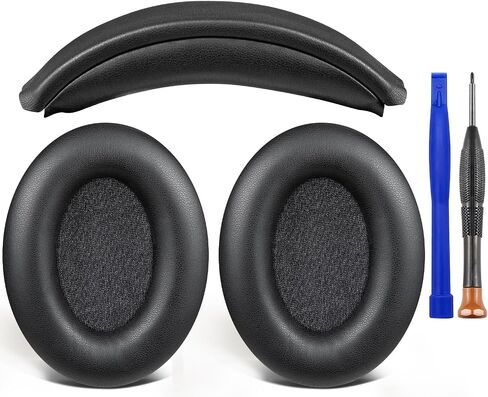 SOULWIT Ear Pads Cushions + Headband, Replacement Kit for Sony WH-1000XM3 (WH1000XM3) Over-Ear Headphones, Replacement Headstrap Pad & Earpads Repair Part - Silver in Saudi Arabia