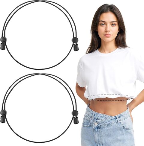 2pcs Adjustable Shirt Tuck Band Women Bands for Tucking Shirts Stays Belt Adjustable Elastic Crop Bands Lightweight Sweater Cropping Belt for Women in Saudi Arabia