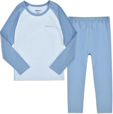 Aablexema Toddler & Kids Pajamas Set Cotton Seamless Snug fit Long Sleeve Loungewear Sleepwear 2pcs Pjs Set for Boys Girls in Kuwait