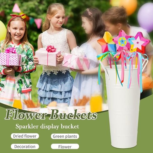 8 Pcs Flower Buckets and Galvanized Metal Vase with Handles, 10 Inch Floral Buckets for Cut Flower Farmhouse Vases for Decor Wedding Table Centerpiece in Saudi Arabia