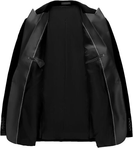 Mens Velvet Blazer Slim Fit Tuxedo Peak Lapel Suit One Button Jacket for Wedding Prom Formal Dinner Party in Kuwait