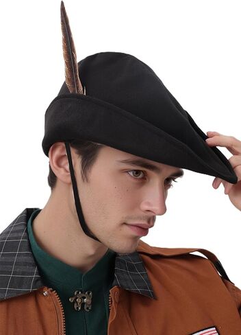 Medieval Robin Hat Bycocket Felt with Feather German Costume Accessory for Halloween Renaissance One Size Adult in Kuwait