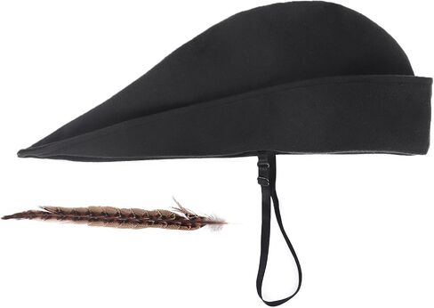Medieval Robin Hat Bycocket Felt with Feather German Costume Accessory for Halloween Renaissance One Size Adult in Kuwait