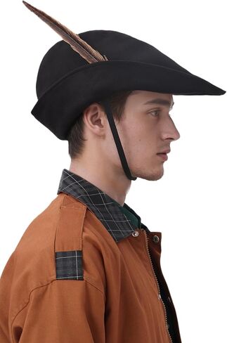 Medieval Robin Hat Bycocket Felt with Feather German Costume Accessory for Halloween Renaissance One Size Adult in Kuwait