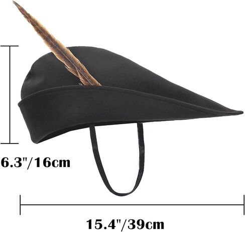 Medieval Robin Hat Bycocket Felt with Feather German Costume Accessory for Halloween Renaissance One Size Adult in Kuwait