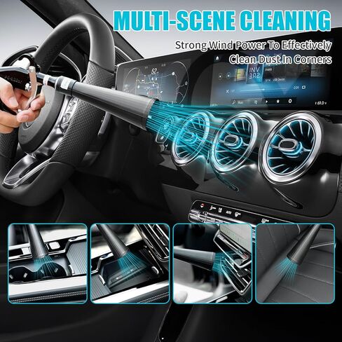 بندقية تنظيف السيارات عالية الضغط مع فوهتين وفرشاة ، مسدس ضربة الهواء للتفاصيل الداخلية ، أداة التنظيف الجاف لإزالة الغبار ، تعمل مع ضاغط الهواء فقط (لا حاجة إلى ماء) in Kuwait