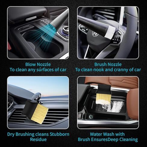 بندقية تنظيف السيارات عالية الضغط مع فوهتين وفرشاة ، مسدس ضربة الهواء للتفاصيل الداخلية ، أداة التنظيف الجاف لإزالة الغبار ، تعمل مع ضاغط الهواء فقط (لا حاجة إلى ماء) in Kuwait