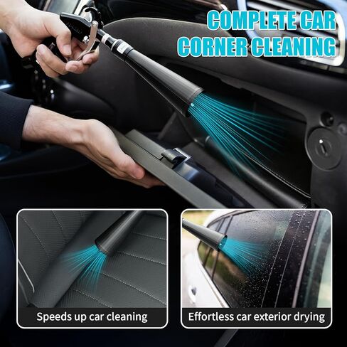 بندقية تنظيف السيارات عالية الضغط مع فوهتين وفرشاة ، مسدس ضربة الهواء للتفاصيل الداخلية ، أداة التنظيف الجاف لإزالة الغبار ، تعمل مع ضاغط الهواء فقط (لا حاجة إلى ماء) in Kuwait