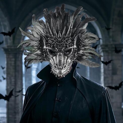 Dragon Cosplay Mask for Halloween and Carnival Half Face Dragon Mask Realistic Design Masquerade,Festivals Costume Accessory in Saudi Arabia