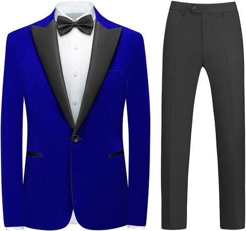 Mens Velvet Suit 2 Pieces Slim Fit Tuxedo Peak Lapel Blazer One Button Formal Jacket Pants for Wedding Prom Dinner in Saudi Arabia