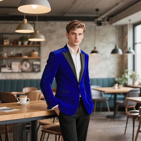 Mens Velvet Suit 2 Pieces Slim Fit Tuxedo Peak Lapel Blazer One Button Formal Jacket Pants for Wedding Prom Dinner in Saudi Arabia